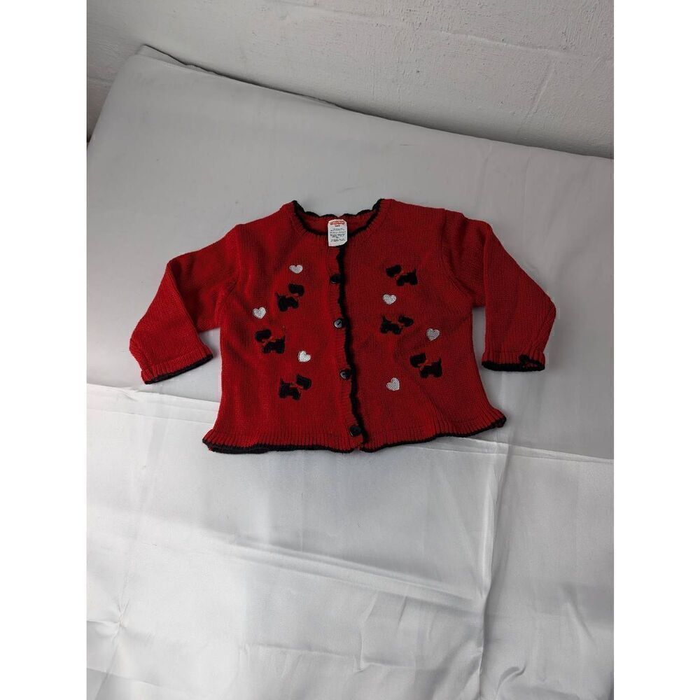 Fisher Price Red Scottie‎ Dog Baby Girl Cardigan Button Up Sweater 18 Months